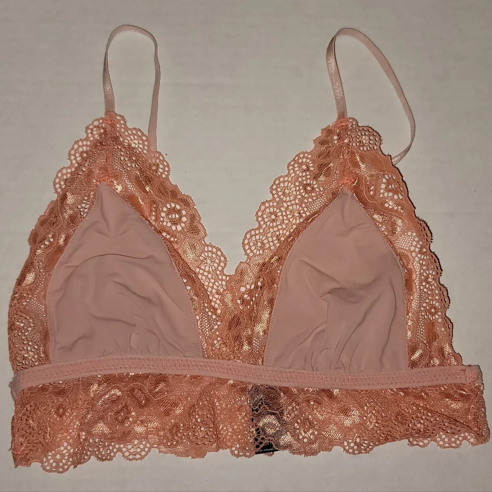 Lace Bralette peach coral  bra adjustable straps Comfy